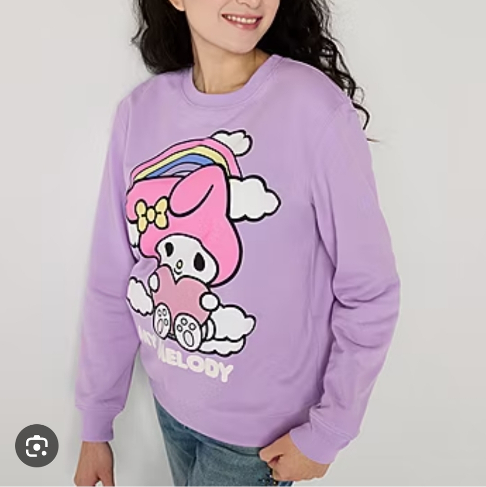 Sanrio Hybrid Apparel Juniors My Melody Purple Crew Neck Sweater Size Small